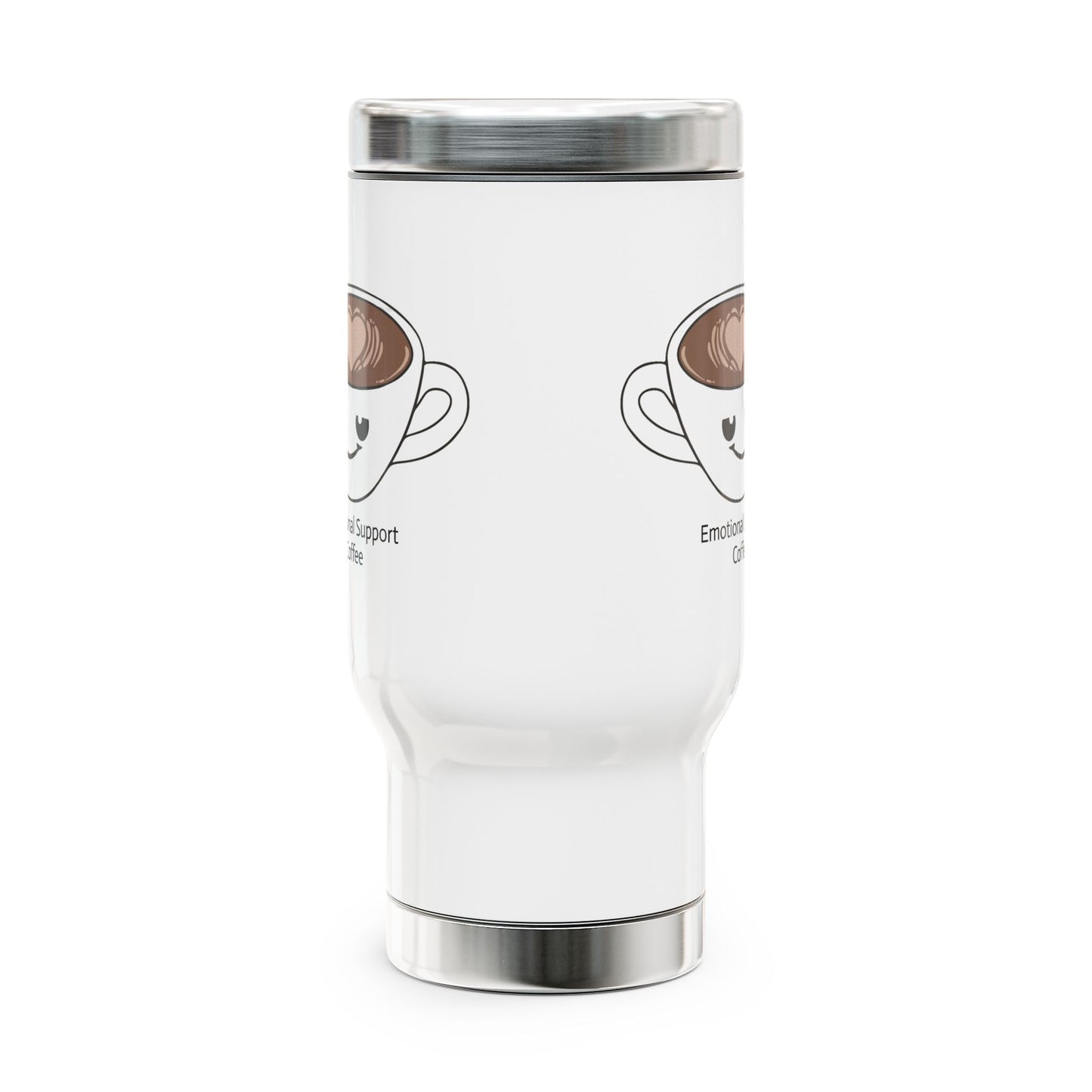 Emotional Support Coffee Stainless Steel Travel Mug with Handle, 14oz