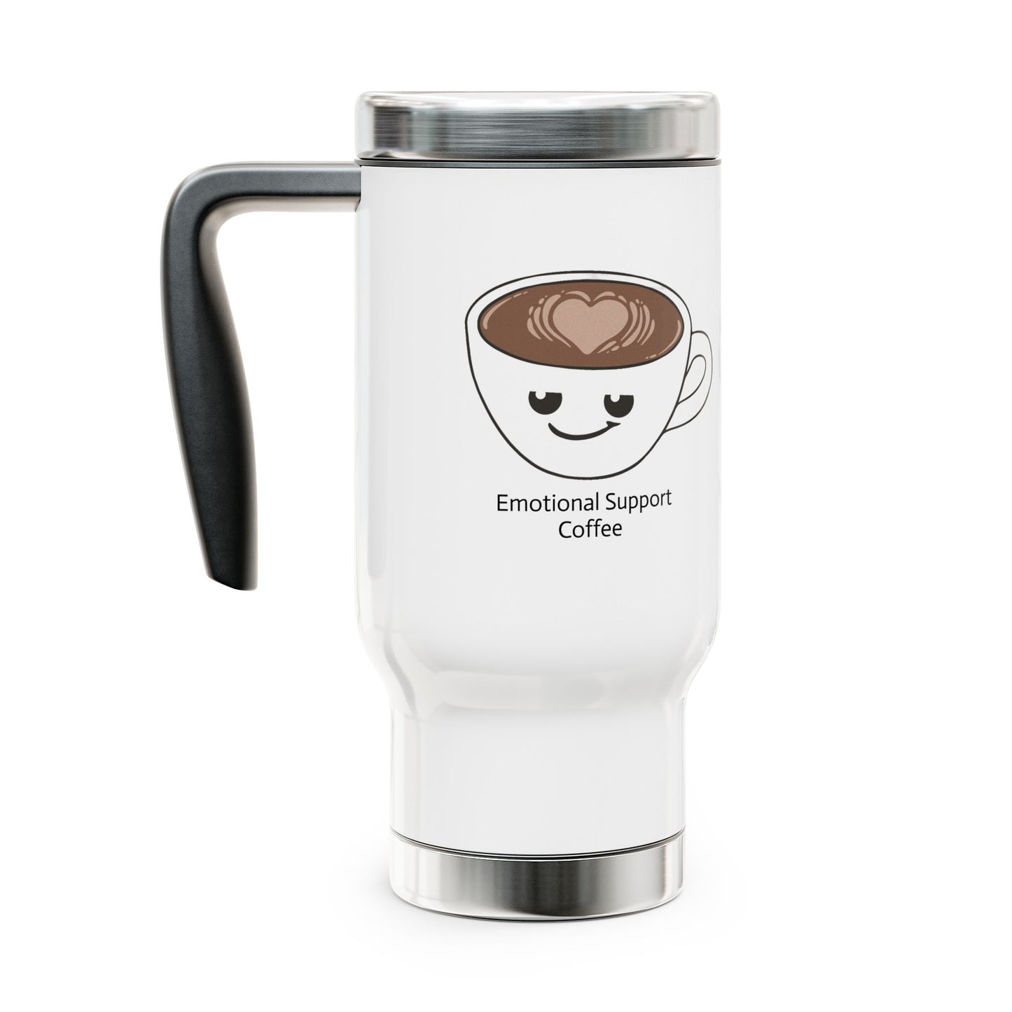 Emotional Support Coffee Stainless Steel Travel Mug with Handle, 14oz